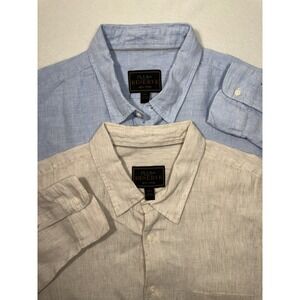 Jos A Bank Reserve Men XXL Linen Button Up Shirt Breathable Bundle Blue/Beige
